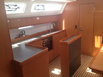 Galley of Aurora, a Bavaria Cruiser 46 sailboat at Athens, Greece