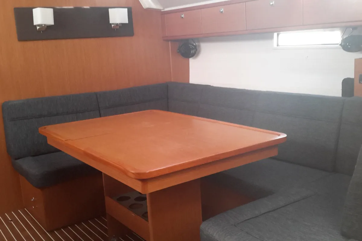 Salon of Aurora, a Bavaria Cruiser 46 sailboat at Athens, Greece