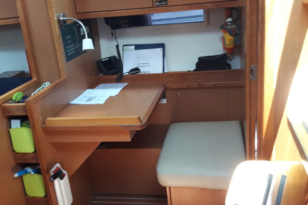 Salon of Canenas, a Bavaria 40 Cruiser S sailboat at Sami, Greece