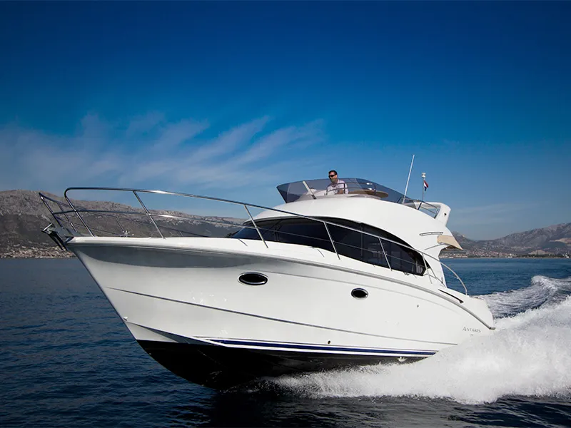Exterior view of Mandalina II, a Beneteau Antares 36 motor yacht at Grad Šibenik, Croatia