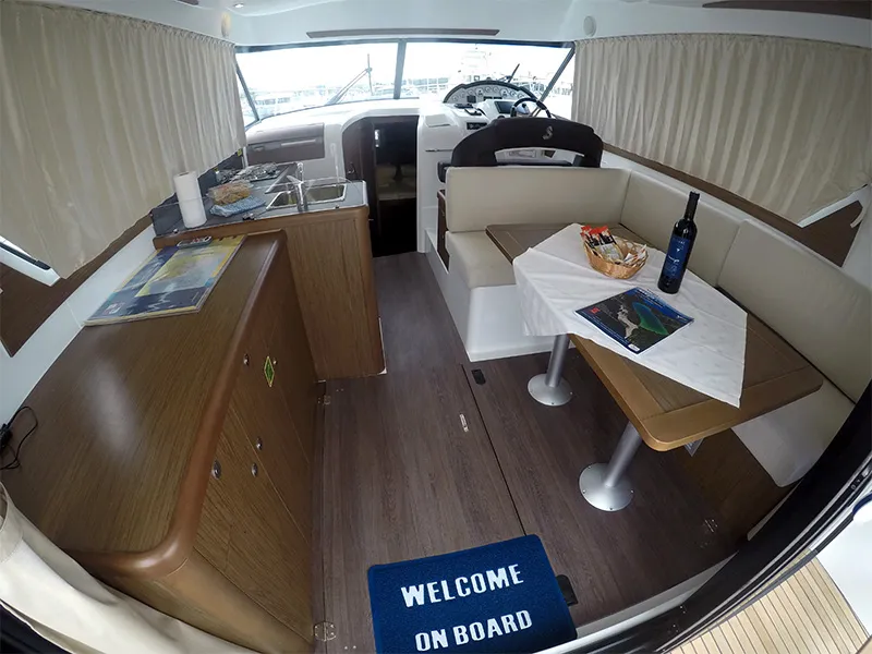 Salon of Mandalina II, a Beneteau Antares 36 motor yacht at Grad Šibenik, Croatia