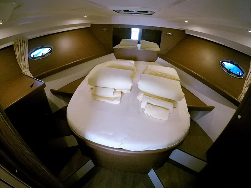 Cabin on Mandalina II, a Beneteau Antares 36 motor yacht at Grad Šibenik, Croatia