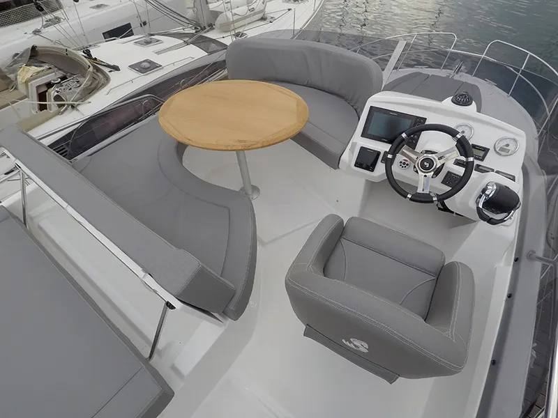 Cockpit of Mandalina II, a Beneteau Antares 36 motor yacht at Grad Šibenik, Croatia