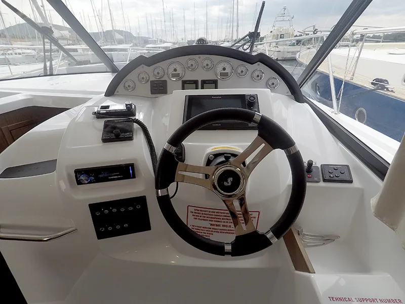 Cockpit of Mandalina II, a Beneteau Antares 36 motor yacht at Grad Šibenik, Croatia