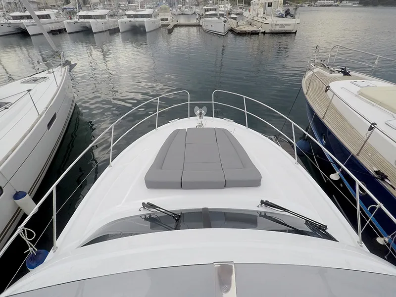 Deck of Mandalina II, a Beneteau Antares 36 motor yacht at Grad Šibenik, Croatia