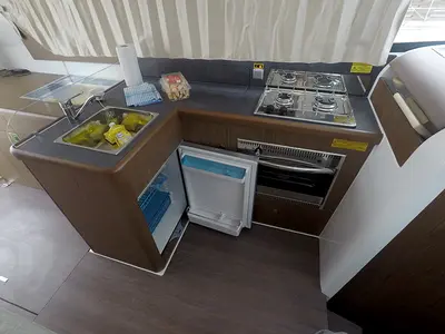 Galley of Mandalina II, a Beneteau Antares 36 motor yacht at Grad Šibenik, Croatia