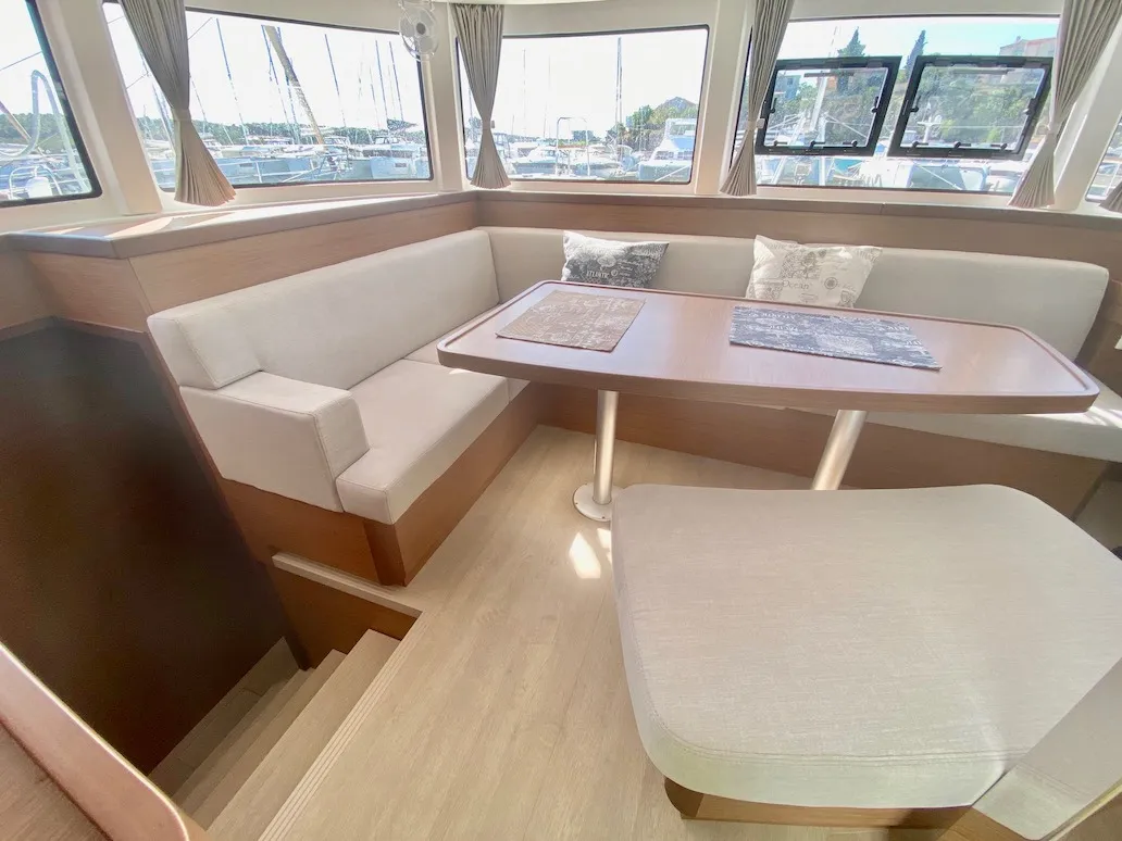 Salon of GRAND DELUXE II, a Lagoon 42 catamaran at Grad Šibenik, Croatia