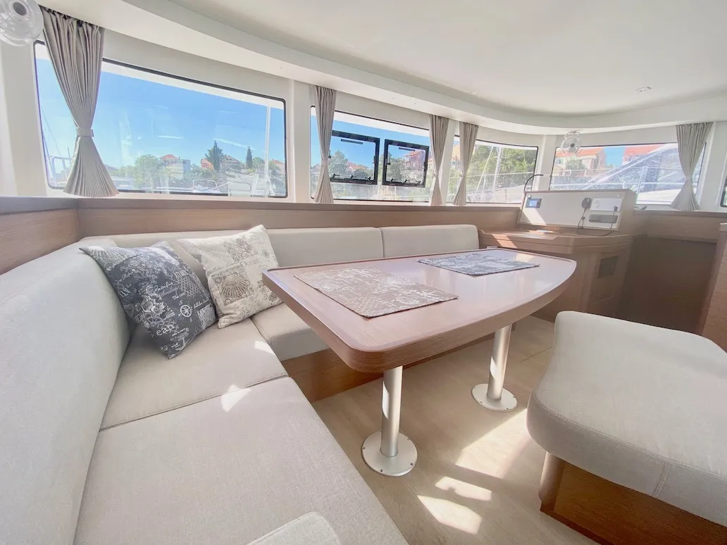 Salon of GRAND DELUXE II, a Lagoon 42 catamaran at Grad Šibenik, Croatia