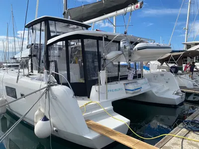 Exterior view of GRAND DELUXE II, a Lagoon 42 catamaran at Grad Šibenik, Croatia