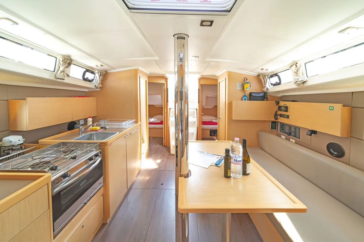 Galley of Philyra, a Beneteau Oceanis 38.1 sailboat at Municipal Unit of Lefkada, Greece