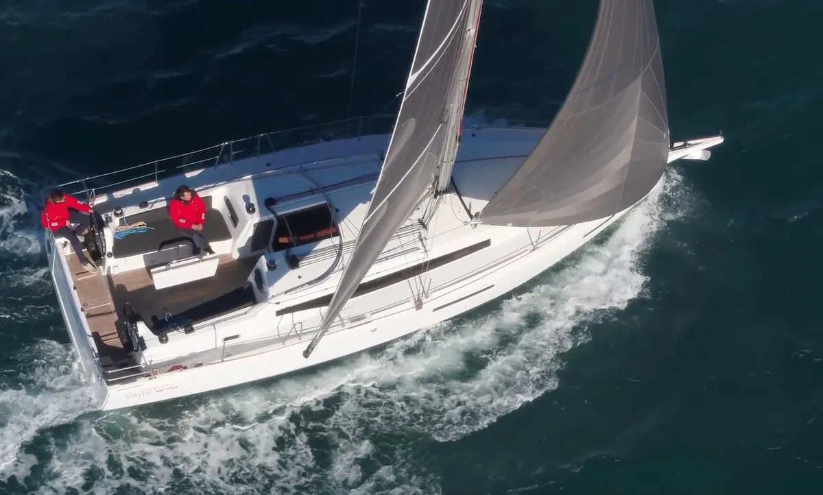 Exterior view of Simply The Best, a Jeanneau Sun Odyssey 380 sailboat at Marmaris, Turkey