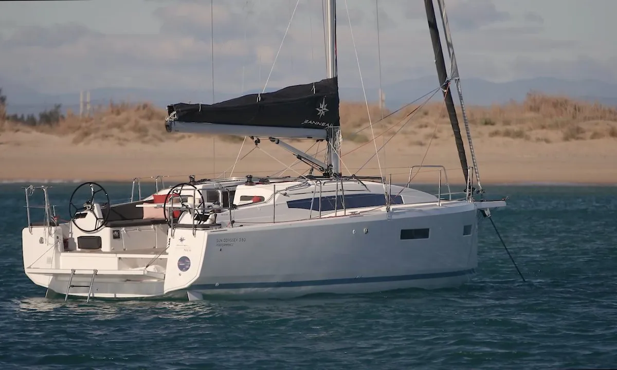 Exterior view of Simply The Best, a Jeanneau Sun Odyssey 380 sailboat at Marmaris, Turkey