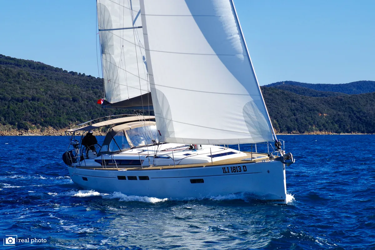 Exterior view of Bianca, a Jeanneau Sun Odyssey 519 sailboat at Puntone di Scarlino, Italy
