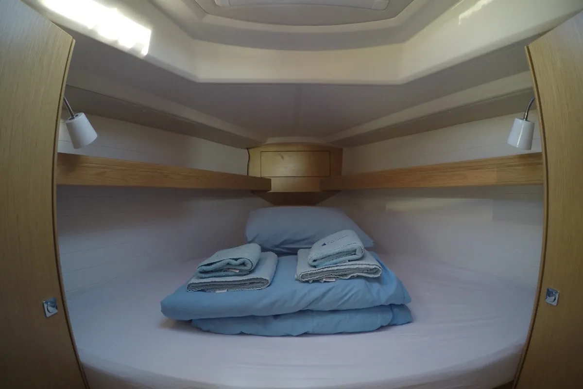 Cabin on Sora, a Bavaria Cruiser 34 sailboat at Fethiye, Turkey