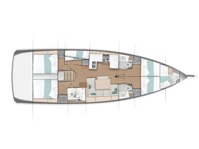 Floor plan of Etheria, a Jeanneau Sun Odyssey 490 sailboat at Keramoti, Greece