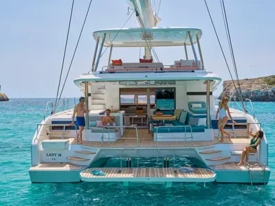Mariella, a Lagoon 55 catamaran at Roche Caiman, Seychelles