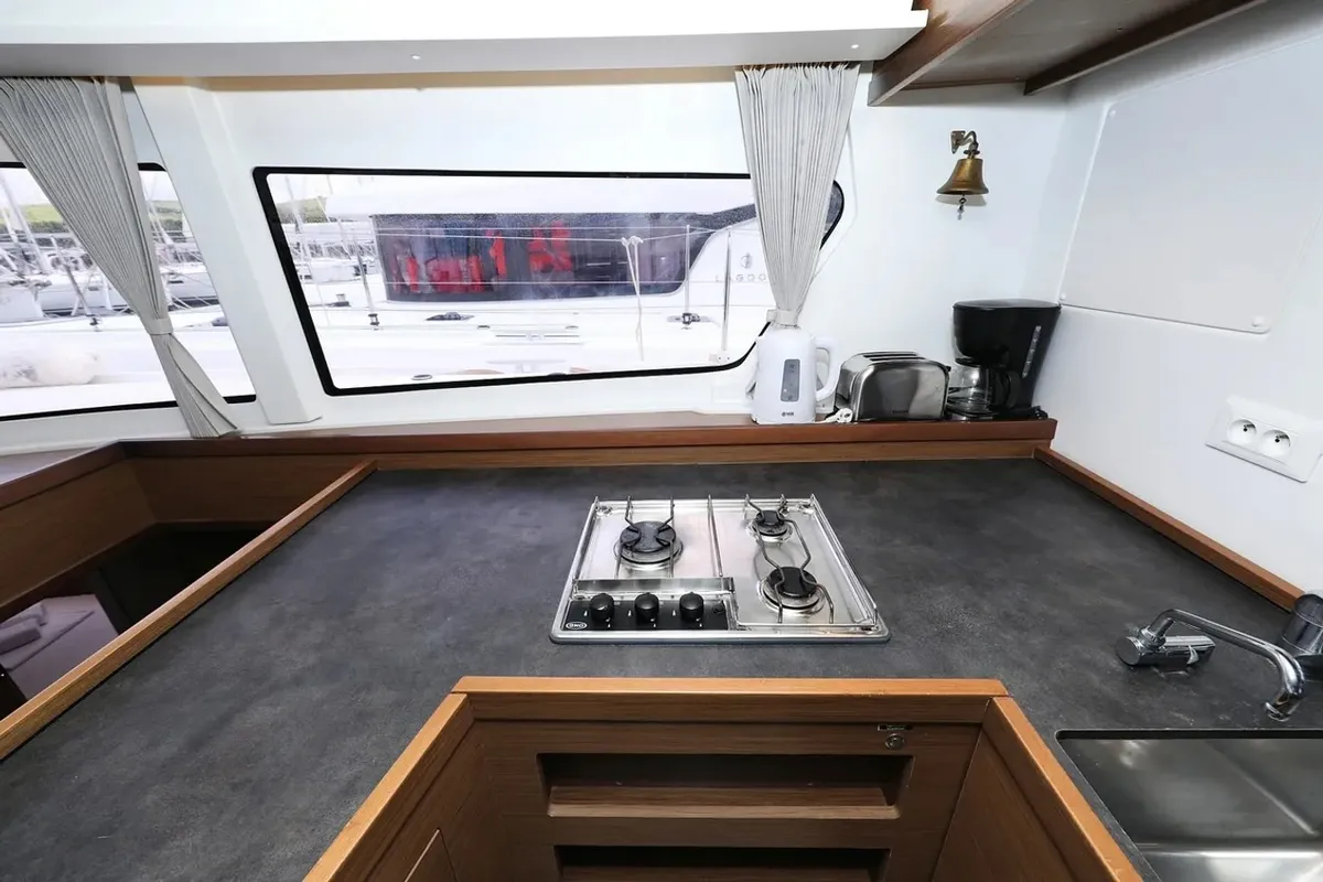 Galley of Lila, a Lagoon 42 catamaran at Grad Kaštela, Croatia