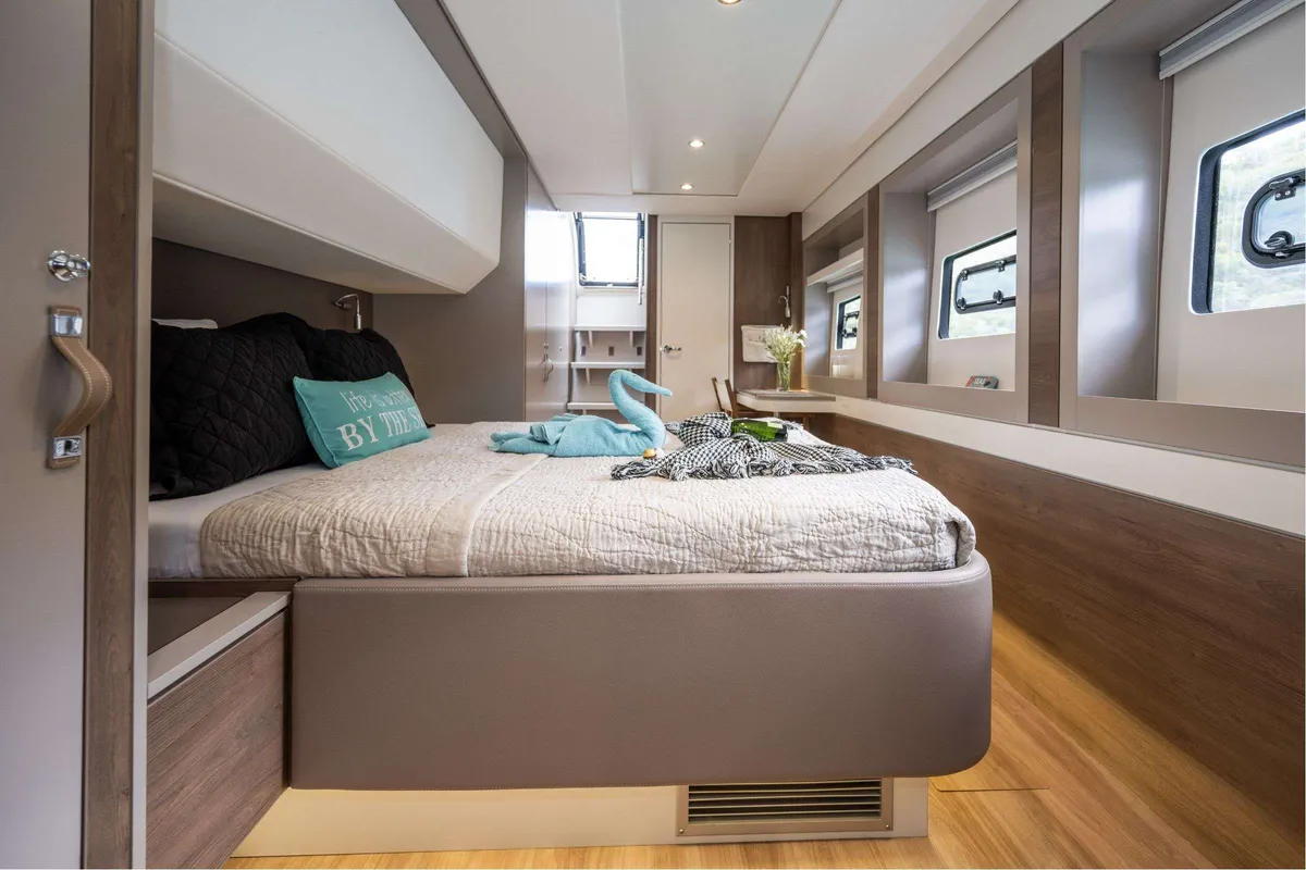 Cabin on Premium, a Bali 5.4 catamaran at Sant Antoni de Portmany, Spain