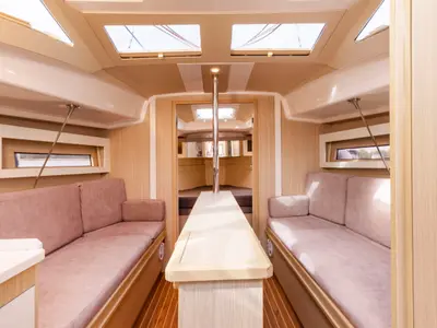 Salon of Czarci Ostrow, a Northman Maxus 34 sailboat at Sztynort, Poland