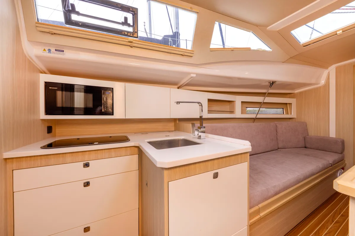 Galley of Czarci Ostrow, a Northman Maxus 34 sailboat at Sztynort, Poland