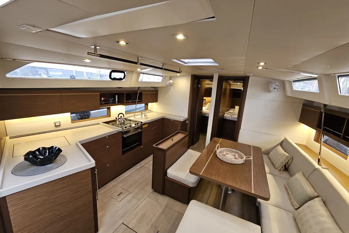Salon of Julia, a Beneteau Oceanis 46.1 sailboat at Municipal Unit of Rhodes, Greece