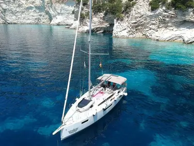 Chimera, a Jeanneau Sun Odyssey 410 sailboat at Municipal Unit of Lefkada, Greece
