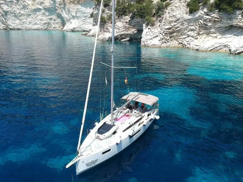 Chimera, a Jeanneau Sun Odyssey 410 sailboat at Municipal Unit of Lefkada, Greece