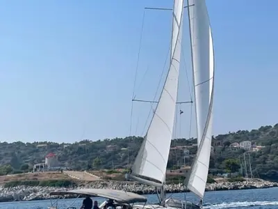 Galley of Chimera, a Jeanneau Sun Odyssey 410 sailboat at Lefkada, Greece