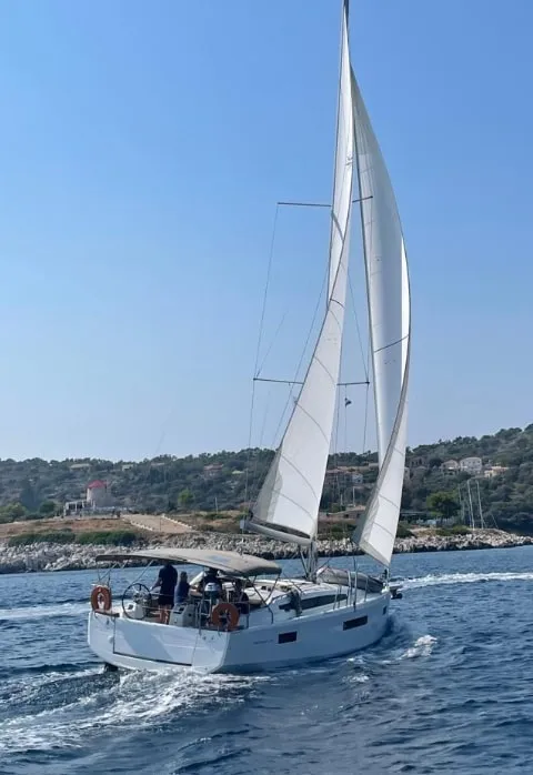 Chimera, a Jeanneau Sun Odyssey 410 sailboat at Municipal Unit of Lefkada, Greece