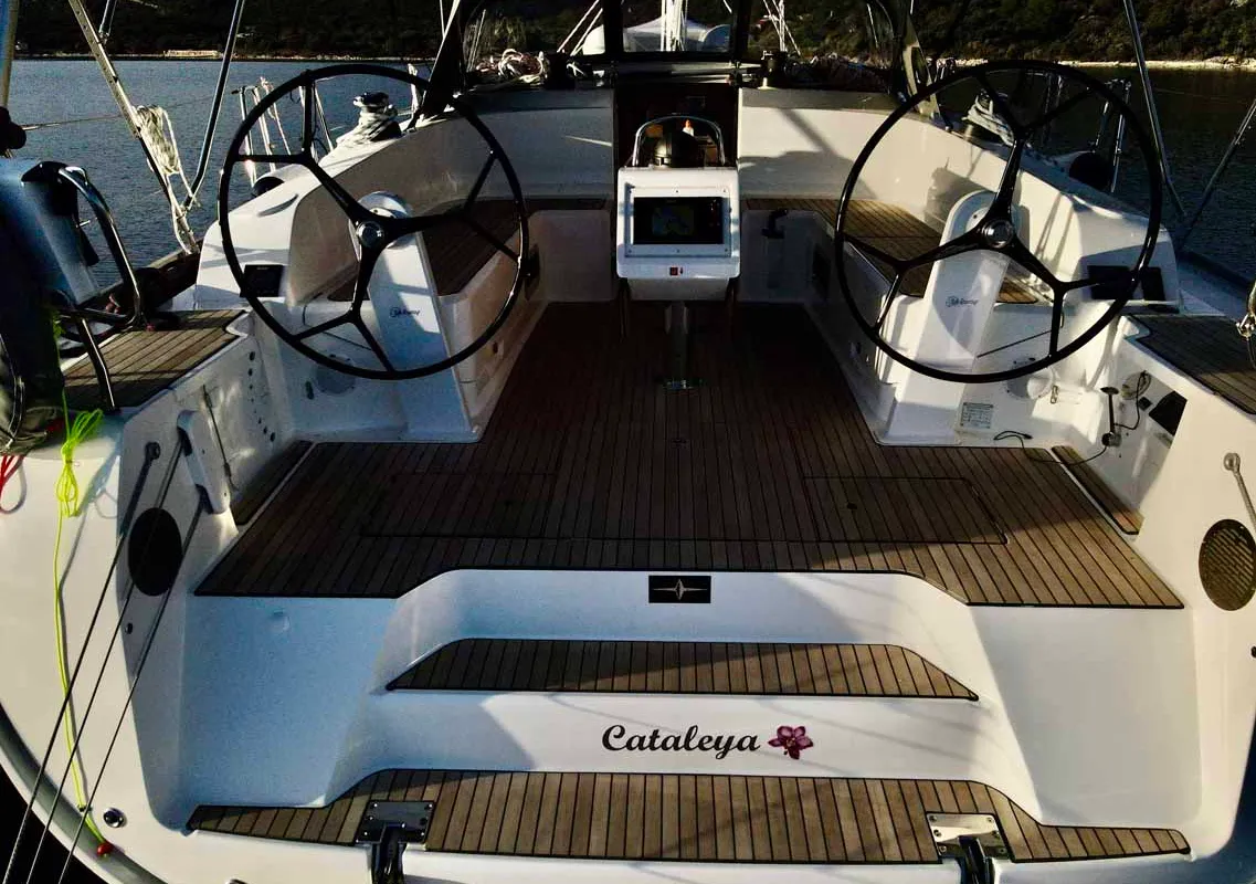 Cockpit of Cataleya, a Bavaria Cruiser 46 Style sailboat at Grad Biograd na Moru, Croatia