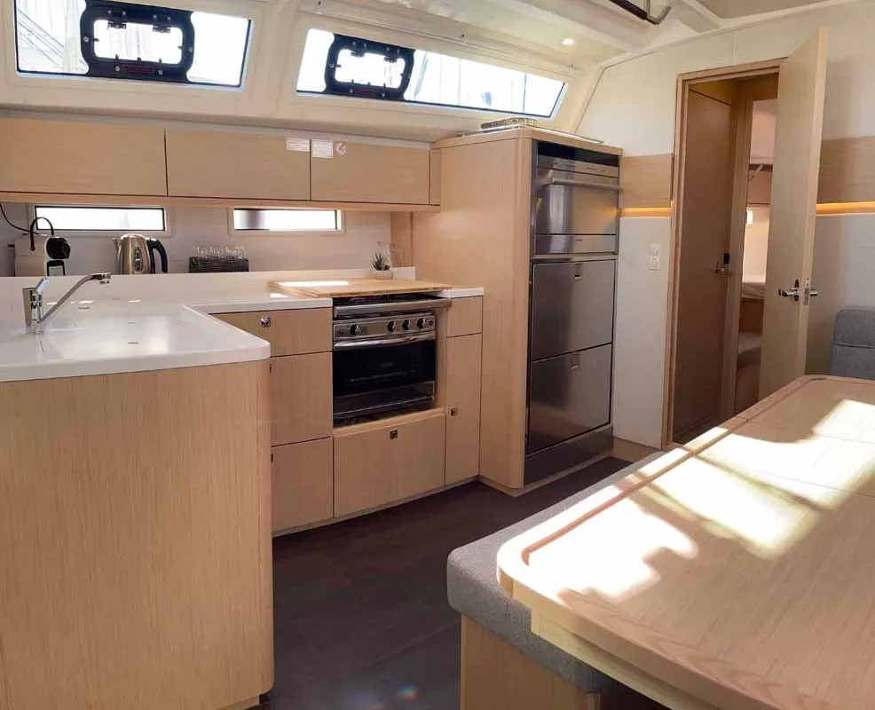 Galley of Cataleya, a Bavaria Cruiser 46 Style sailboat at Grad Biograd na Moru, Croatia