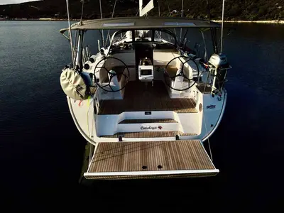 Cockpit of Cataleya, a Bavaria Cruiser 46 Style sailboat at Grad Biograd na Moru, Croatia