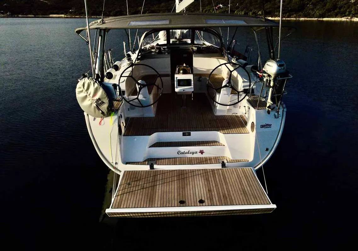 Cockpit of Cataleya, a Bavaria Cruiser 46 Style sailboat at Grad Biograd na Moru, Croatia
