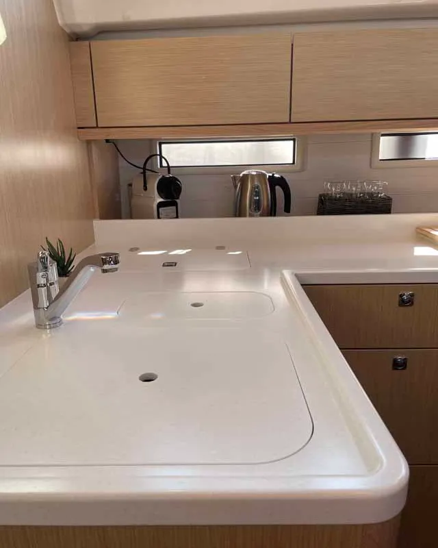Galley of Cataleya, a Bavaria Cruiser 46 Style sailboat at Grad Biograd na Moru, Croatia