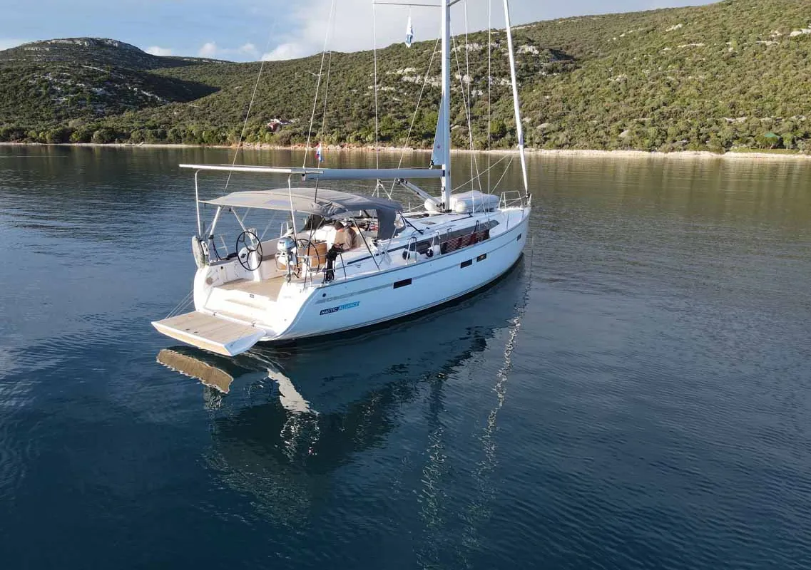 Exterior view of Cataleya, a Bavaria Cruiser 46 Style sailboat at Grad Biograd na Moru, Croatia