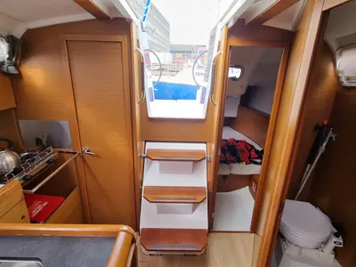 Galley of H3L, a Jeanneau Sun Odyssey 349 sailboat at Gdańsk, Poland