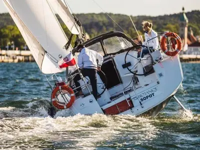 Exterior view of H3L, a Jeanneau Sun Odyssey 349 sailboat at Gdańsk, Poland