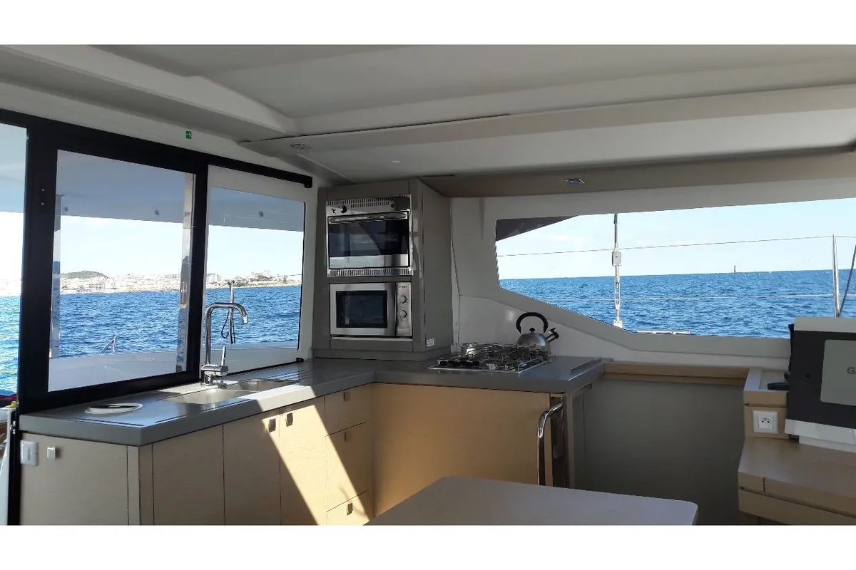 Galley of Ginesta, a Fountaine Pajot Lucia 40 catamaran at Palamós, Spain