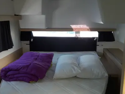 Cabin on Ginesta, a Fountaine Pajot Lucia 40 catamaran at Palamós, Spain