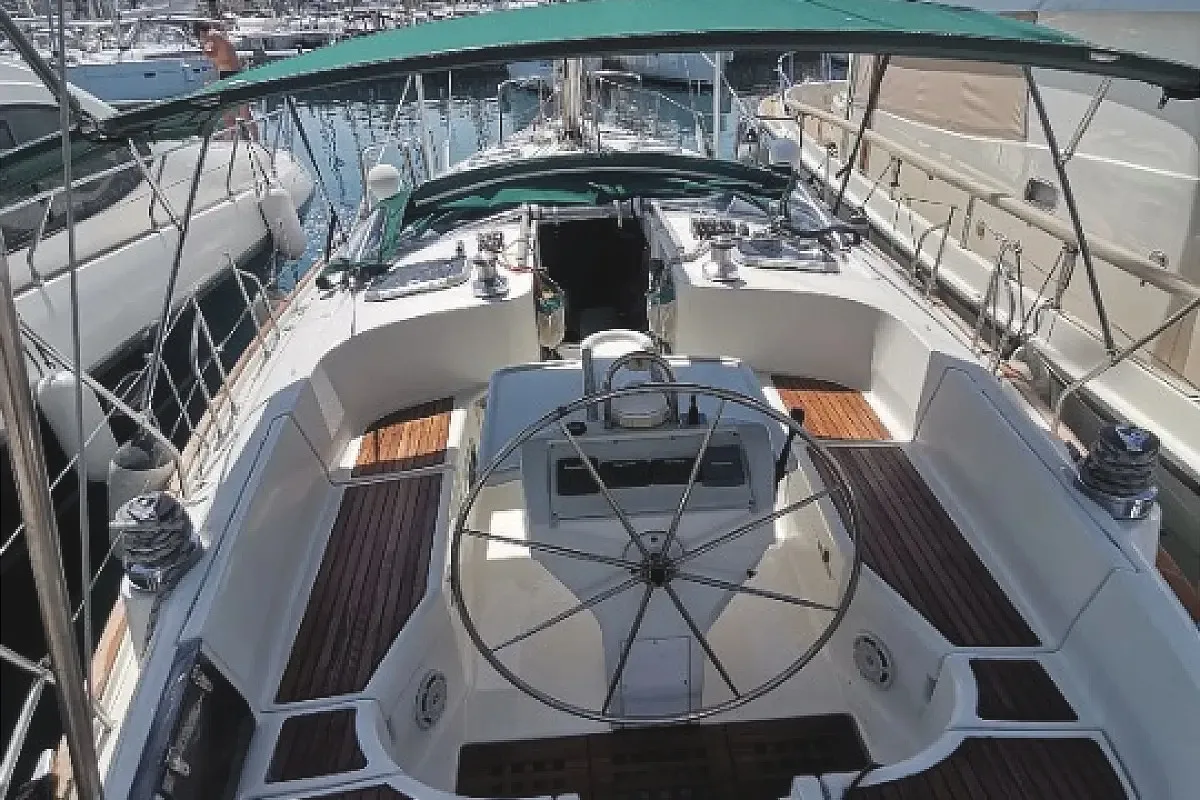 Cockpit of Seagul, a Beneteau Oceanis 461 sailboat at Athens, Greece