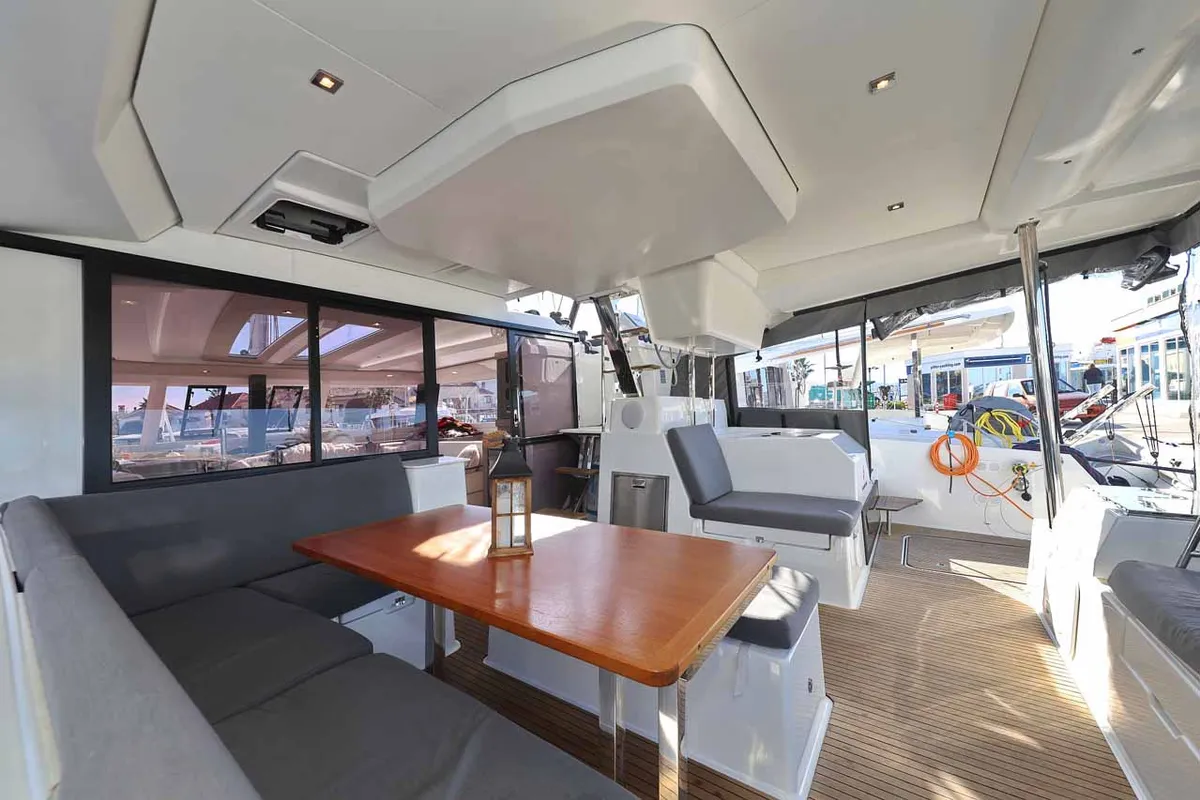 Salon of Maya I, a Fountaine Pajot Tanna 47 catamaran at Grad Biograd na Moru, Croatia