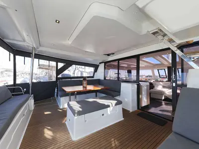 Salon of Maya I, a Fountaine Pajot Tanna 47 catamaran at Grad Biograd na Moru, Croatia