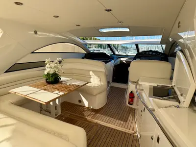 Salon of Polly, a Sunseeker Portofino 53 motorboat at Općina Rogoznica, Croatia