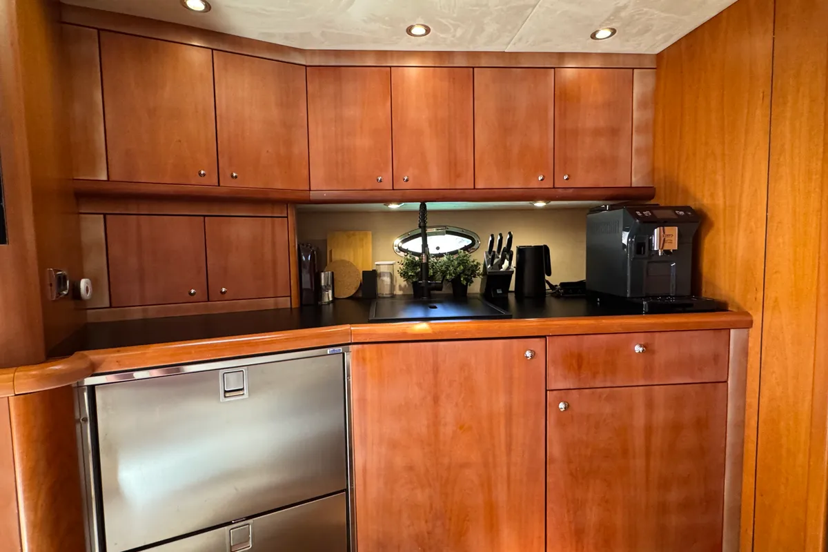 Galley of Polly, a Sunseeker Portofino 53 motorboat at Općina Rogoznica, Croatia