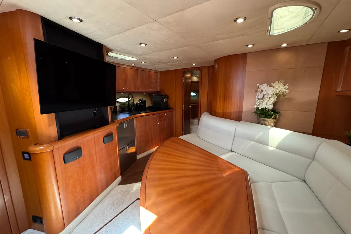 Salon of Polly, a Sunseeker Portofino 53 motorboat at Općina Rogoznica, Croatia