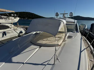 Deck of Polly, a Sunseeker Portofino 53 motorboat at Općina Rogoznica, Croatia