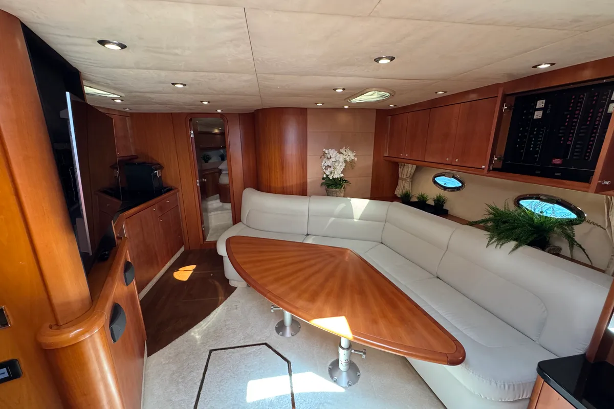 Salon of Polly, a Sunseeker Portofino 53 motorboat at Općina Rogoznica, Croatia