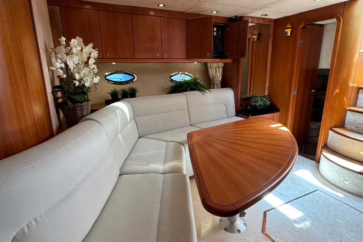 Salon of Polly, a Sunseeker Portofino 53 motorboat at Općina Rogoznica, Croatia