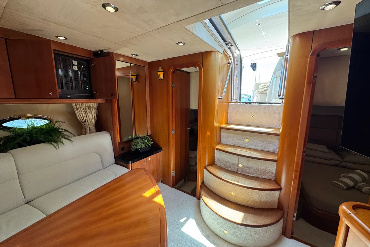 Salon of Polly, a Sunseeker Portofino 53 motorboat at Općina Rogoznica, Croatia