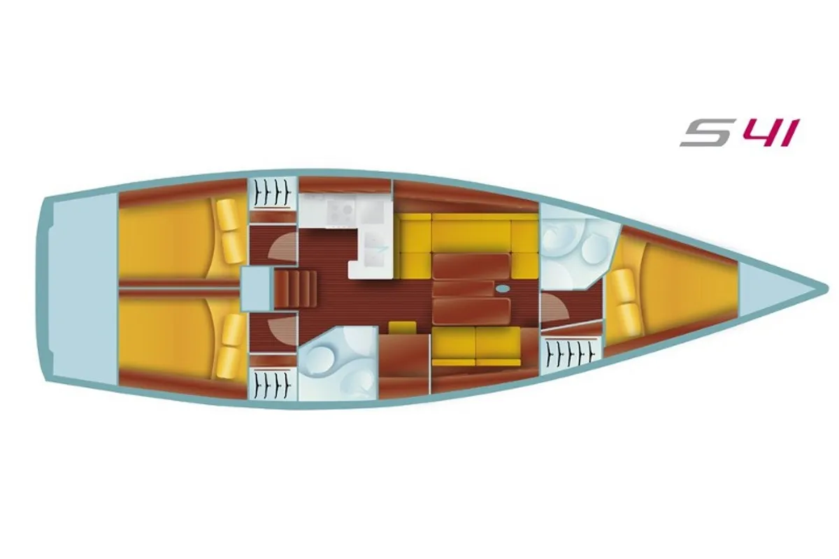 Floor plan of FOXY FOX, a AD Boats Salona 41 sailboat at Marmaris, Turkey
